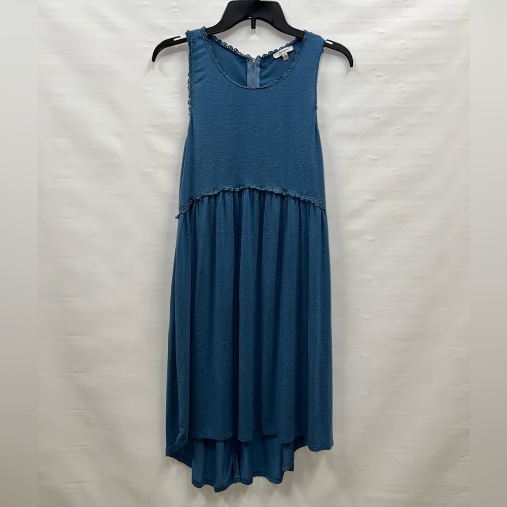 Jodifl Dress Women’s Sz 8 Blue Rayon Spandex Blend Sleeveless Lace